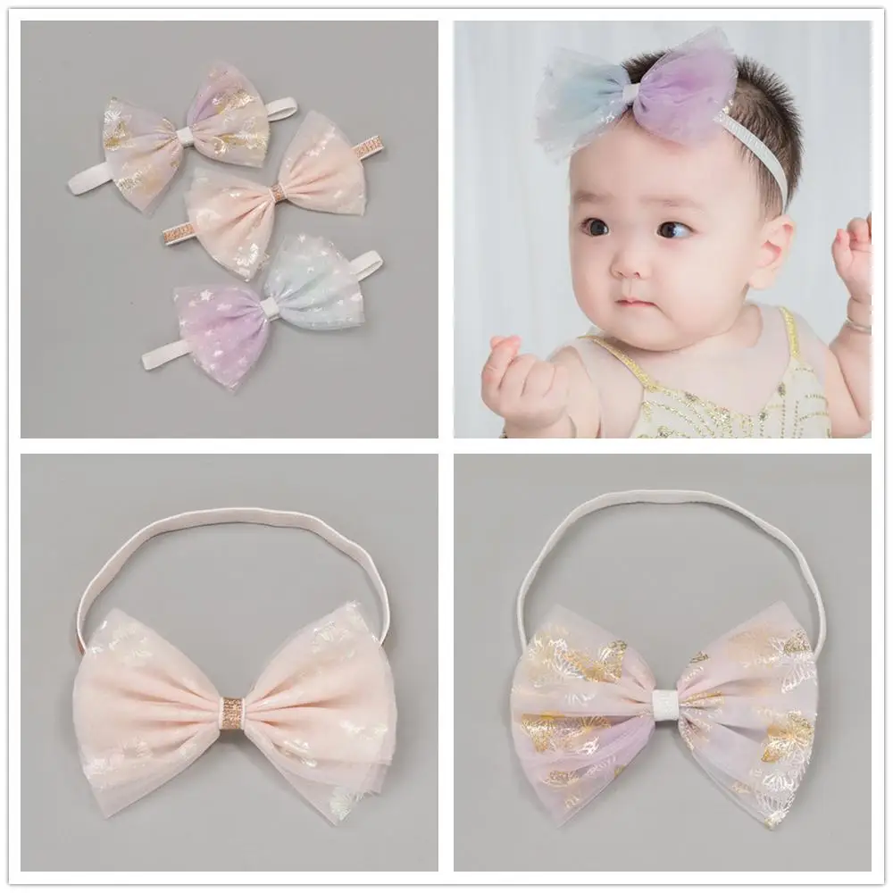 

Wholesale Boutique 15pcs Fashion Cute Glitter Mesh Bow Newborn Headbands Gradient Color Bowknot Soft Hairbands Princess Headwear