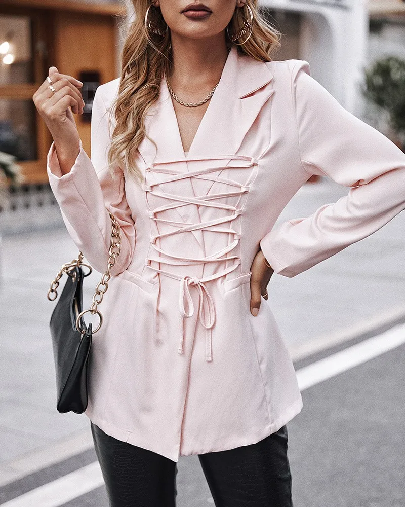 Ladies New Fashion Slim Suit Solid Color Lapel Long Sleeve Lace Pocket Decorative Blazer 2021 Temperament Commuter
Ladies New Fashion Slim Suit Solid Color Lapel Long Sleeve Lace Pocket Decorative Blazer 2021 Temperament Commuter