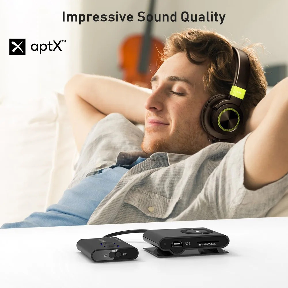Портативный аудиоприемник 1Mii ML300 Bluetooth aptX LL HD аккумулятор 280 мАч 3 5 мм Aux адаптер BT
