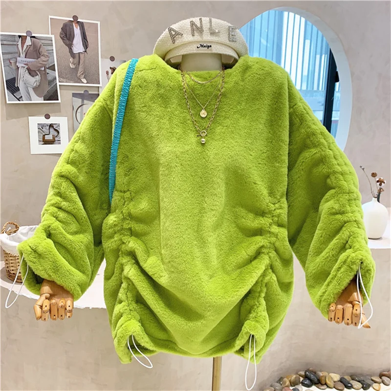 Niche Design New Women's Clothing 2021 Autumn Winter Lamb Plush Drawstring Sweater Mid-length Loose Faux Fur Coat
Niche Design New Women's Clothing 2021 Autumn Winter Lamb Plush Drawstring Sweater Mid-length Loose Faux Fur Coat