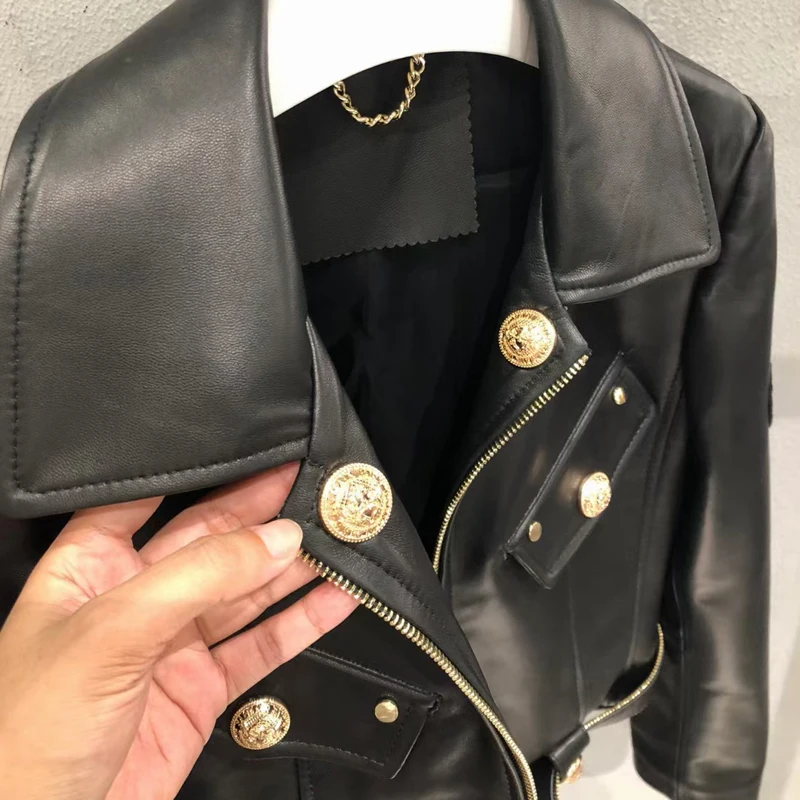 Women's Coat Spring Short Length 2021 New Fashion Genuine Leather Jacket With Letter Pattern Female Clothes Decorative Buttons | Женская