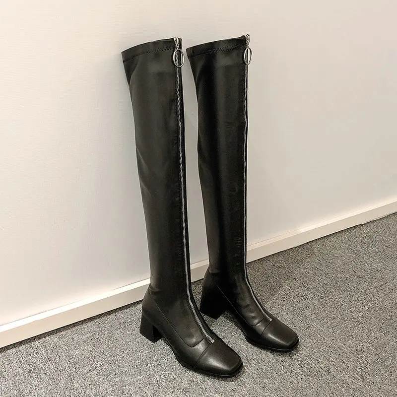 2020 New Fashion Square Toe Genuine Leather Shoes Women Over The Knee Boots Sexy Zipper Autumn Winter Women Boots Shoes
2020 New Fashion Square Toe Genuine Leather Shoes Women Over The Knee Boots Sexy Zipper Autumn Winter Women Boots Shoes