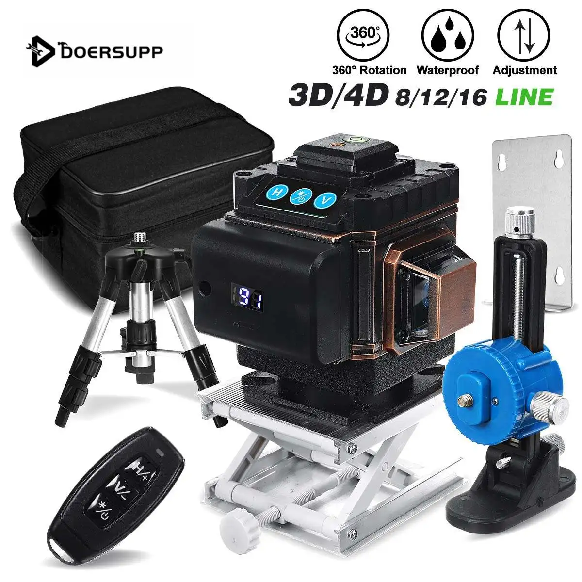 16/12/8 Lines Laser levels Green Light Horizontal&Vertical Cross 4D/3D Measure Tool 360 Self-Leveling Laser Levels With Tripod
16/12/8 Lines Laser levels Green Light Horizontal&Vertical Cross 4D/3D Measure Tool 360 Self-Leveling Laser Levels With Tripod