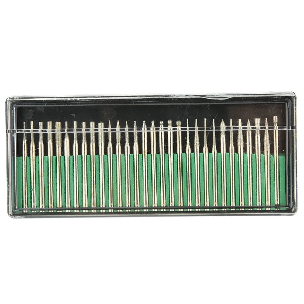 30pcs 3.175mm Titanium Diamond Burrs Bur Bit Set Dremel Rotary Tool Drill Bit Power Tools On Jewelry
30pcs 3.175mm Titanium Diamond Burrs Bur Bit Set Dremel Rotary Tool Drill Bit Power Tools On Jewelry