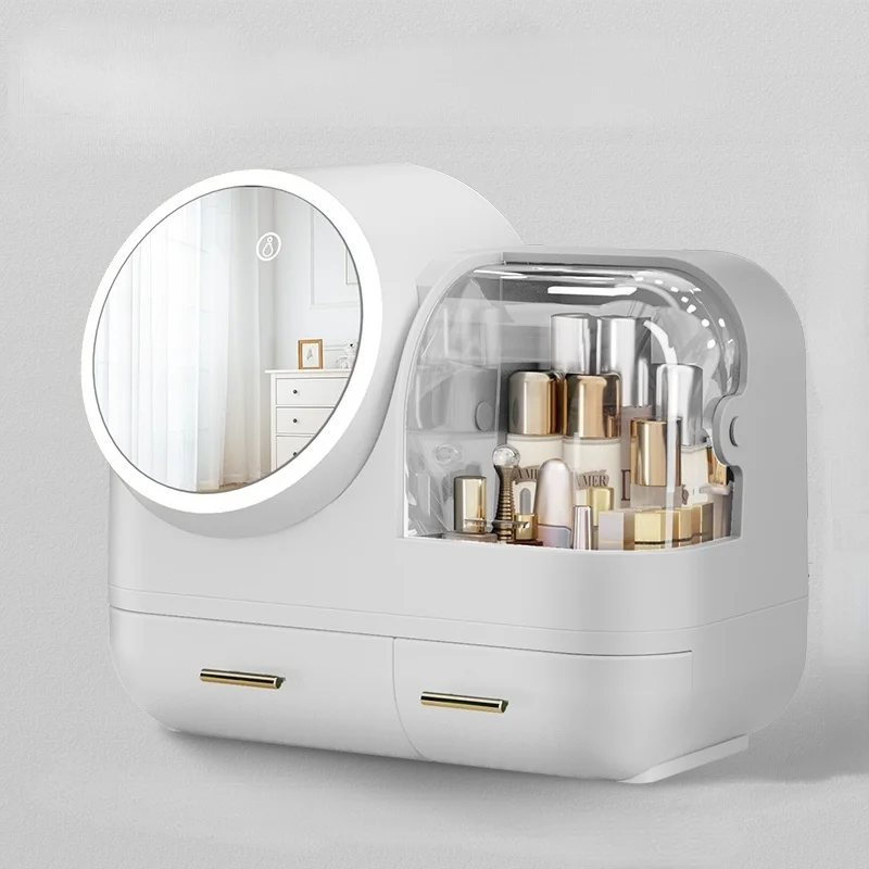 Cosmetic storage box dustproof mirror integrated large capacity dresser skin care shelf
Cosmetic storage box dustproof mirror integrated large capacity dresser skin care shelf