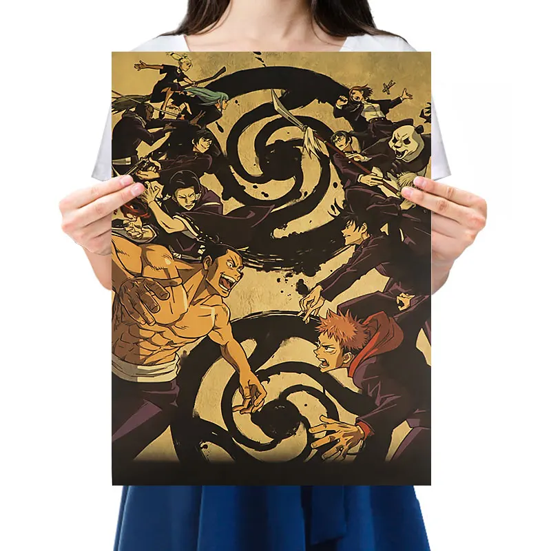 

Jujutsu Kaisen K Anime Fushiguro Megumi Character Collection Decoration Painting Retro Kraft Paper Poster Cartoon Gifts 51*35cm