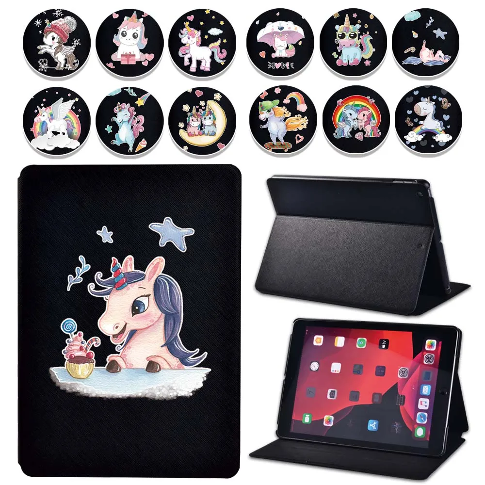 

PU Leather Tablet Stand Folio Cover For Apple IPad 9th Generation 10.2" 2021 Ultra-thin Cute Unicorn Pattern Flip Protect Case