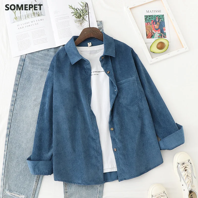 Autumn Jackets Women Corduroy Shirts Loose Long Sleeve Solid Lady Tops Casual Outwear Female Clothes
Autumn Jackets Women Corduroy Shirts Loose Long Sleeve Solid Lady Tops Casual Outwear Female Clothes