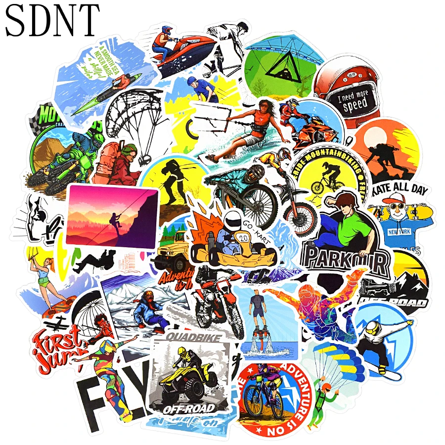 50 PCS Extreme Sports Stickers Anime Graffiti Ski Surf Skydiving Adventure Cartoon Stickers for Laptop Skateboard Bike Car Decal
50 PCS Extreme Sports Stickers Anime Graffiti Ski Surf Skydiving Adventure Cartoon Stickers for Laptop Skateboard Bike Car Decal