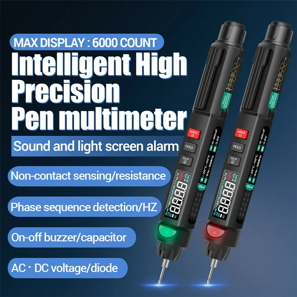 A3008 Digital Multimeter Pen Tester 6000 Counts Professional AC DC Multitest Voltage Indicator Measuring Instrument Electrician
A3008 Digital Multimeter Pen Tester 6000 Counts Professional AC DC Multitest Voltage Indicator Measuring Instrument Electrician