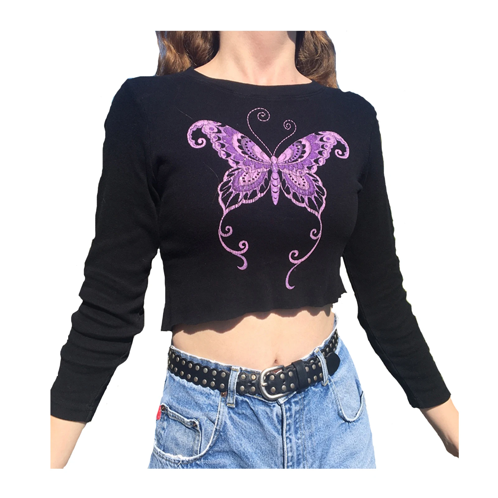 Women Autumn Pullover Polyester Casual Crop Tops Adults Autumn Butterfly Print Long Sleeve Round Neck T-shirts
Women Autumn Pullover Polyester Casual Crop Tops Adults Autumn Butterfly Print Long Sleeve Round Neck T-shirts