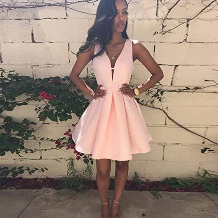 

Ensotek Sexy Short Cocktail Dresses Bridal Banquet Pink Stain Backless Party Formal Dress Homecoming Dress Robe De Soiree