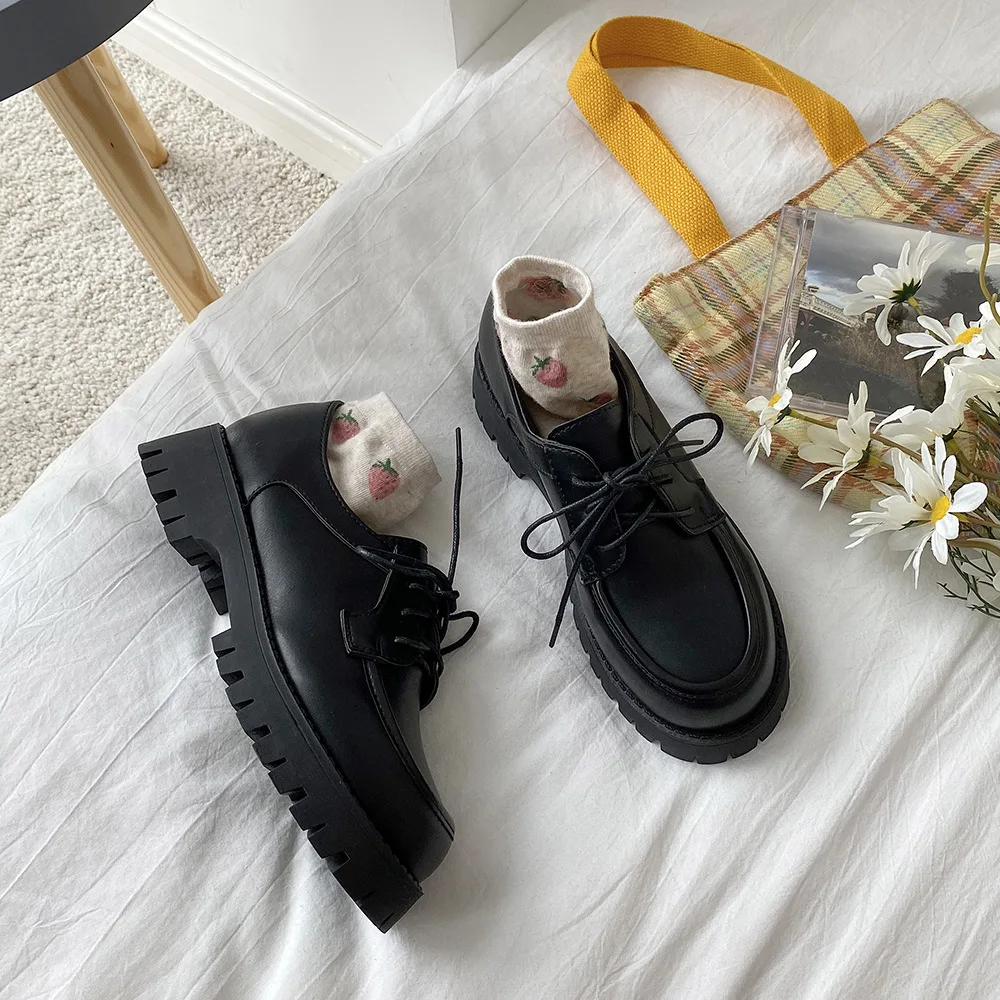 2022 British Small Leather Shoes Women's Platform Heels Sexy Autumn 2021 New Retro Thick-soled Lace-up Shoes Zapatillas mujer
2022 British Small Leather Shoes Women's Platform Heels Sexy Autumn 2021 New Retro Thick-soled Lace-up Shoes Zapatillas mujer