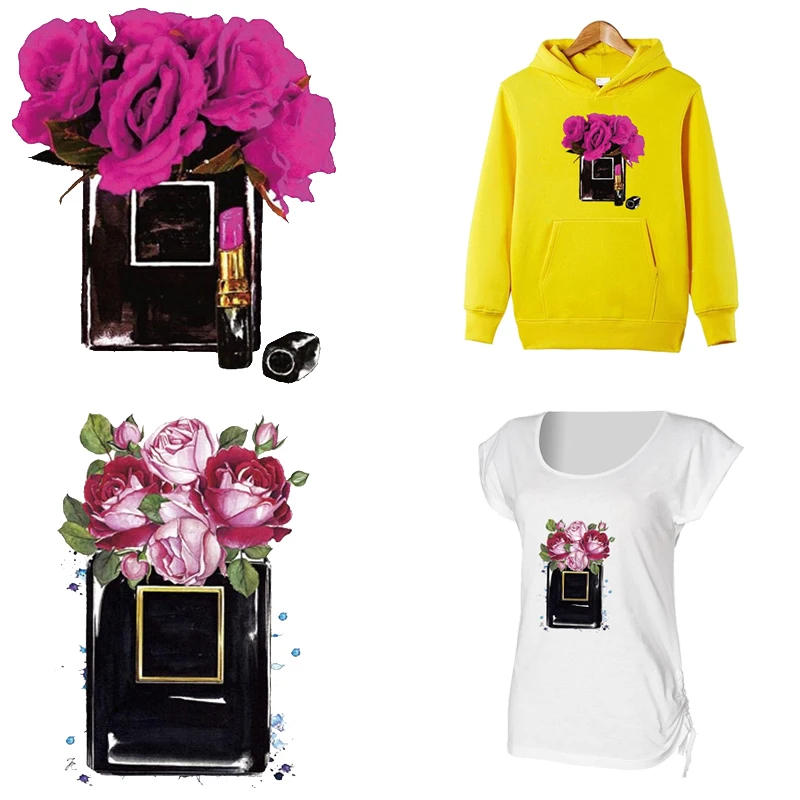 Pink Rose Perfume Bottle DIY Iron On Transfers Clothing Thermoadhesive Patches Women T-shirt Thermo Applique Sticker On Clothes
Pink Rose Perfume Bottle DIY Iron On Transfers Clothing Thermoadhesive Patches Women T-shirt Thermo Applique Sticker On Clothes