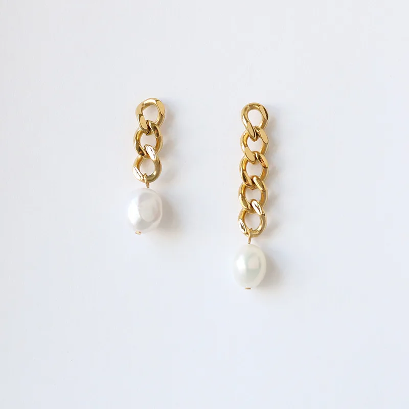 Exquisite Tarnish Free Stainless Steel Freshwater Pearl Cuban Chain Dangle Stud Earrings for Women Girl Accessories Gift
Exquisite Tarnish Free Stainless Steel Freshwater Pearl Cuban Chain Dangle Stud Earrings for Women Girl Accessories Gift