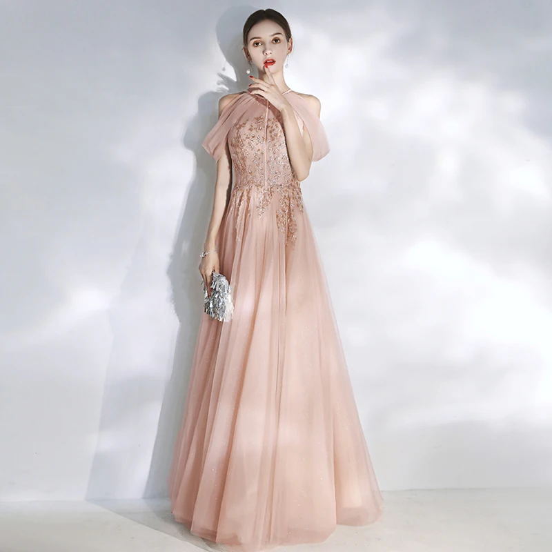 Evening Dress Luxurious Halter Sleeveless A-Line Floor-Length Sequins Pattern Lace Up New Ruched Woman Formal Party Gown A528
Evening Dress Luxurious Halter Sleeveless A-Line Floor-Length Sequins Pattern Lace Up New Ruched Woman Formal Party Gown A528