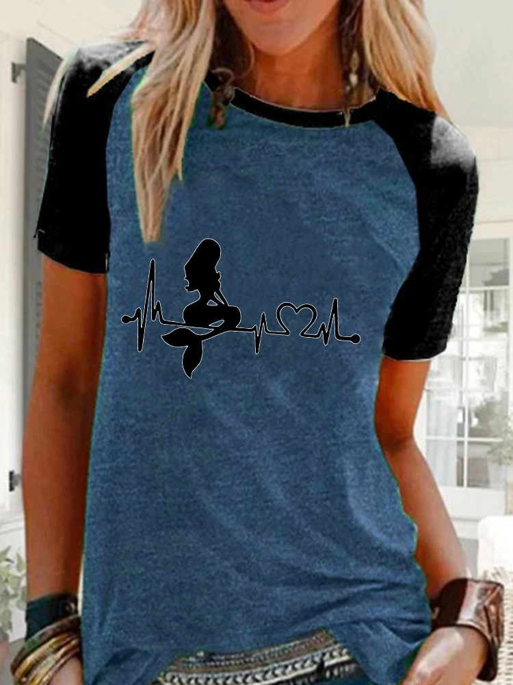 Summer Women's mermaid Printed Short Sleeve Tops Ladies Round Neck Casual Shirts Plus Size T-shirt Blouse S-5XL
Summer Women's mermaid Printed Short Sleeve Tops Ladies Round Neck Casual Shirts Plus Size T-shirt Blouse S-5XL
