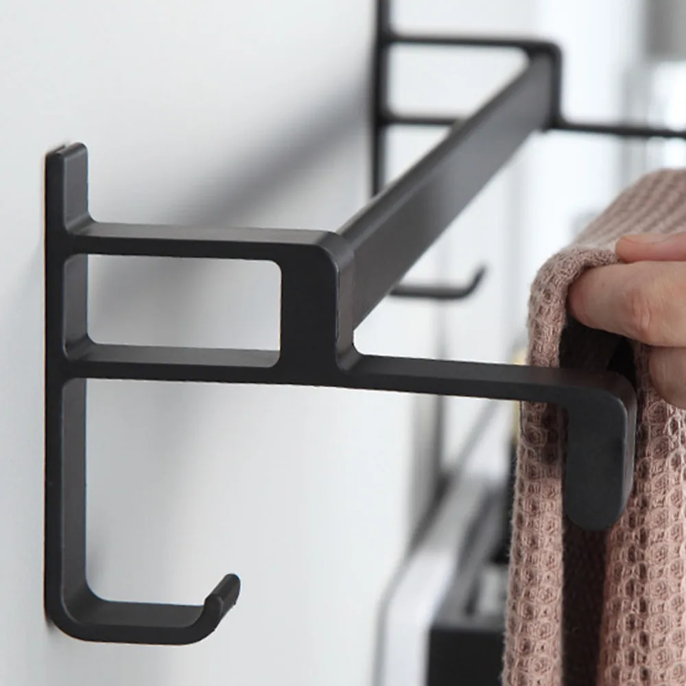 1Pc Non-punch Towel Bar Bathroom Hook Double Rods Rack Storage Rack Towel Storage Rack Black (40CM with Nail-free Glue)
1Pc Non-punch Towel Bar Bathroom Hook Double Rods Rack Storage Rack Towel Storage Rack Black (40CM with Nail-free Glue)