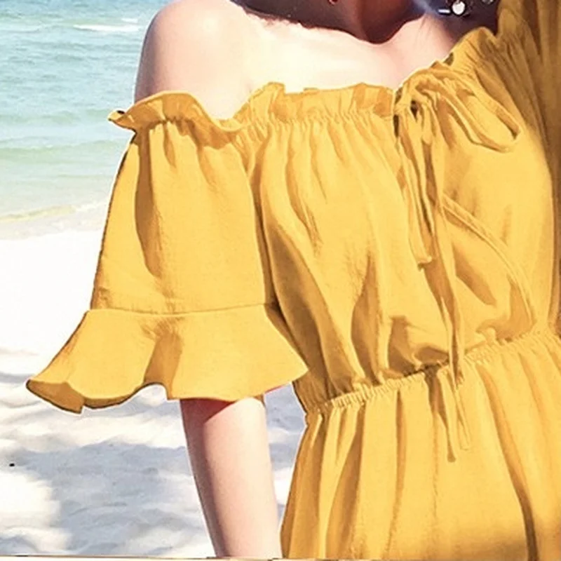 Dress Women Ruffles Irregular Party Solid Midi Sexy Beach Slash Neck Chic Elegant Retro Chiffon Design Popular 3 Colors Female
Dress Women Ruffles Irregular Party Solid Midi Sexy Beach Slash Neck Chic Elegant Retro Chiffon Design Popular 3 Colors Female