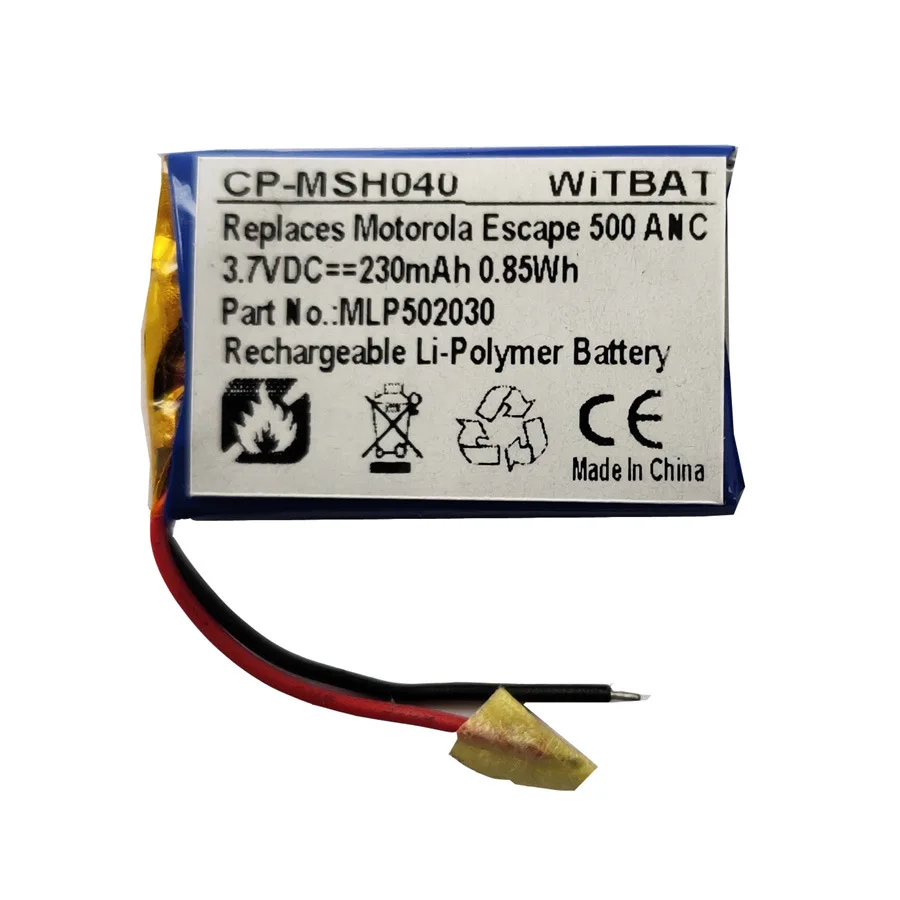 230MAH Battery for Motorola Escape 500 ANC, SH040,Escape 800 ANC,SH043,MLP502030
230MAH Battery for Motorola Escape 500 ANC, SH040,Escape 800 ANC,SH043,MLP502030
