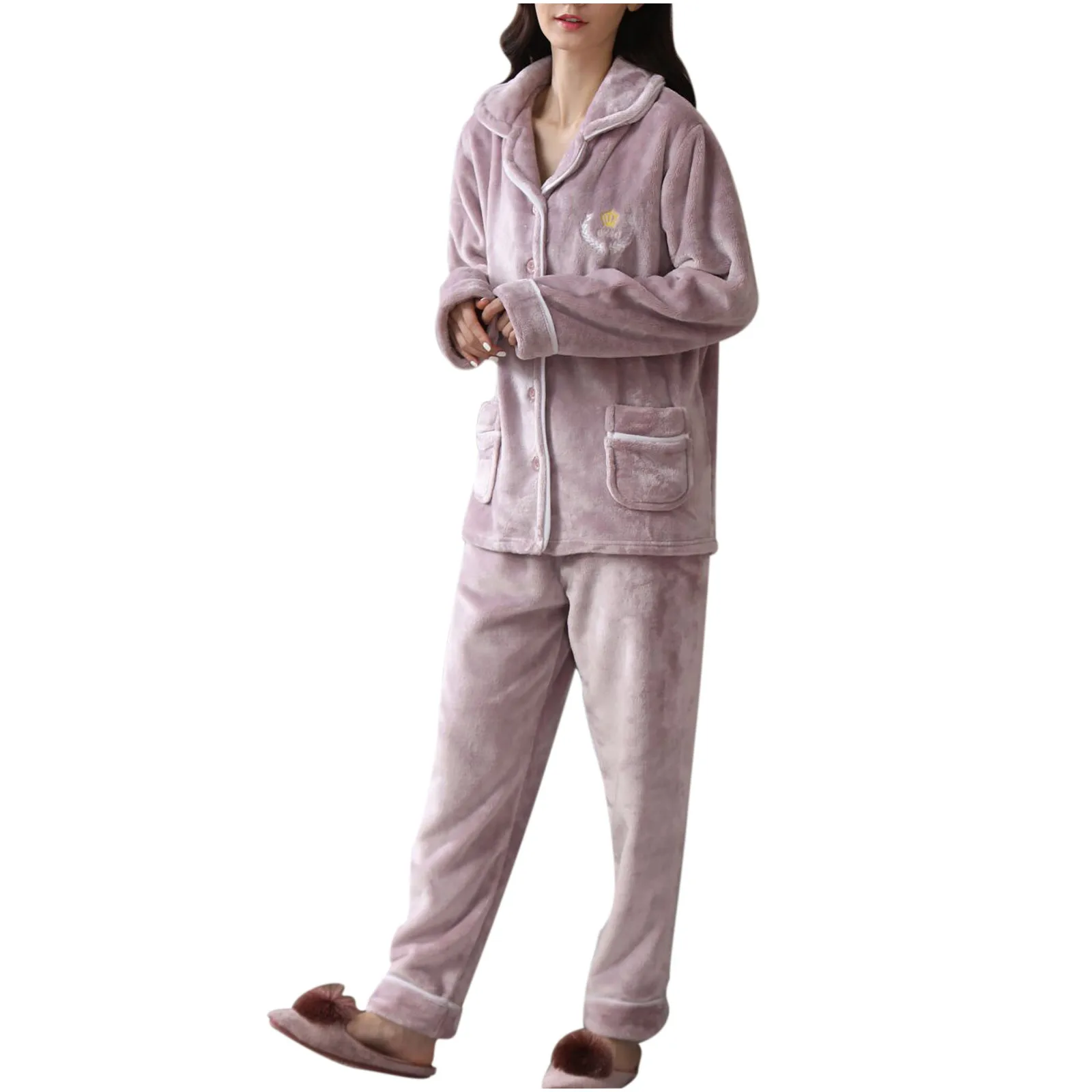 Pyjama Pour Femme 2021 New Ladies Fashion Flannel Solid Printing Pockets Long Sleeves Long Pants Pajamas Suits Pijamas De Mujer
Pyjama Pour Femme 2021 New Ladies Fashion Flannel Solid Printing Pockets Long Sleeves Long Pants Pajamas Suits Pijamas De Mujer
