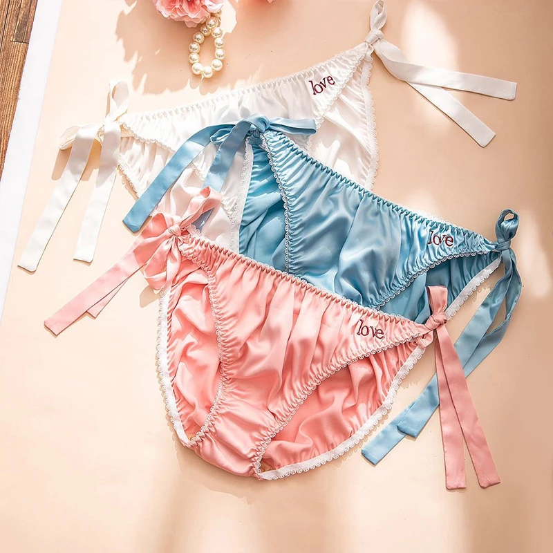 Women Silk Imitation Satin Silky Soft Underwear Ribbon Letters Briefs Female Panties Underwear Women Fancy Sexy Woman Clothes
Women Silk Imitation Satin Silky Soft Underwear Ribbon Letters Briefs Female Panties Underwear Women Fancy Sexy Woman Clothes