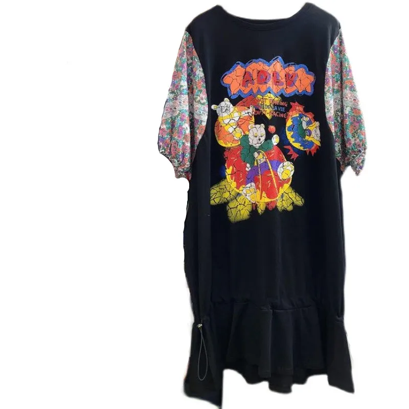 2021 Summer Korean Cartoon Printed Midi Dress Women Puff Sleeve Loose Contrast Color Floral Fishtail Dress Vestido Feminino
2021 Summer Korean Cartoon Printed Midi Dress Women Puff Sleeve Loose Contrast Color Floral Fishtail Dress Vestido Feminino