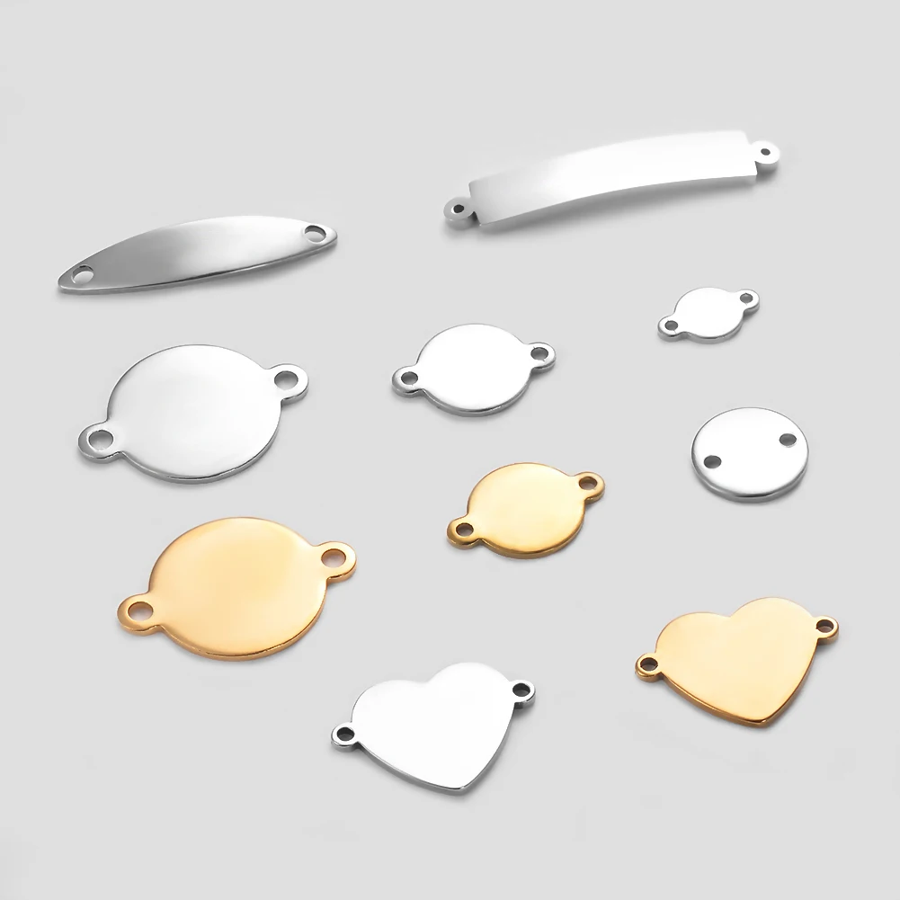 50Pcs/Lot Custom Engrave Logo Charms Stainless Steel Blank Stamping Tags With 2 Holes Connector DIY For Jewelry Making Wholsale 
50Pcs/Lot Custom Engrave Logo Charms Stainless Steel Blank Stamping Tags With 2 Holes Connector DIY For Jewelry Making Wholsale
