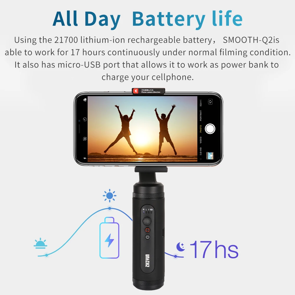 ZHIYUN Smooth Q2 3 Axis mini Handheld Smart Phone Gimbal Stabilizer for iPhone12 Samsung HUAWEI Smartphone mobile Gopro 8/7/6/5 
ZHIYUN Smooth Q2 3 Axis mini Handheld Smart Phone Gimbal Stabilizer for iPhone12 Samsung HUAWEI Smartphone mobile Gopro 8/7/6/5