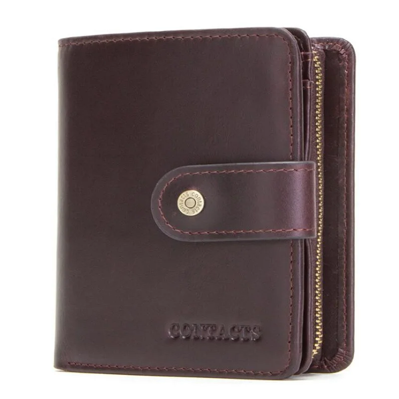 Fashion Contact's Card Wallet Genuine Leather Man Women Wallets Zipper Design WIth Coin Purse Pocket Min Wallet Purse Bag