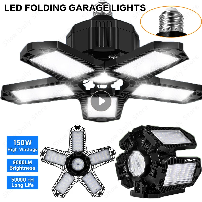 Led Garage Lights E27/E26 8000LM Lamp Adjustable Deformable Bulb Ceiling Light for Shop/Storage/Warehouse Workshop Lighting
Led Garage Lights E27/E26 8000LM Lamp Adjustable Deformable Bulb Ceiling Light for Shop/Storage/Warehouse Workshop Lighting