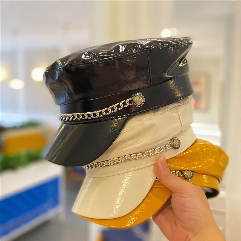 202111-2508755 NEW fashion Bright finish leather chain fashion street beret hat men women Leisure painter hat
202111-2508755 NEW fashion Bright finish leather chain fashion street beret hat men women Leisure painter hat