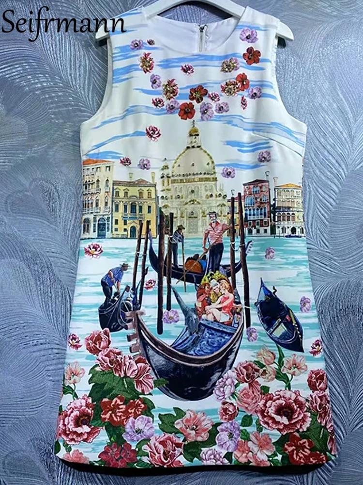 Seifrmann New 2021 Autumn Women Fashion Runway Party A-Line Dress Sleeveless Gorgeous Crystal Beading Vintage Print Mini Dresses
Seifrmann New 2021 Autumn Women Fashion Runway Party A-Line Dress Sleeveless Gorgeous Crystal Beading Vintage Print Mini Dresses
