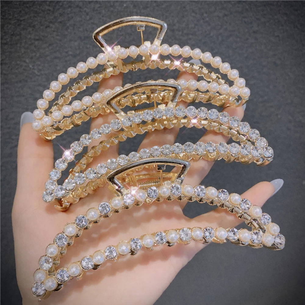 New Pearls Metal Hair Claw Clips Rhinestone Shark Hair Clip Big Size Makeup Hair Styling Barrettes For Women Hair Accessories
New Pearls Metal Hair Claw Clips Rhinestone Shark Hair Clip Big Size Makeup Hair Styling Barrettes For Women Hair Accessories
