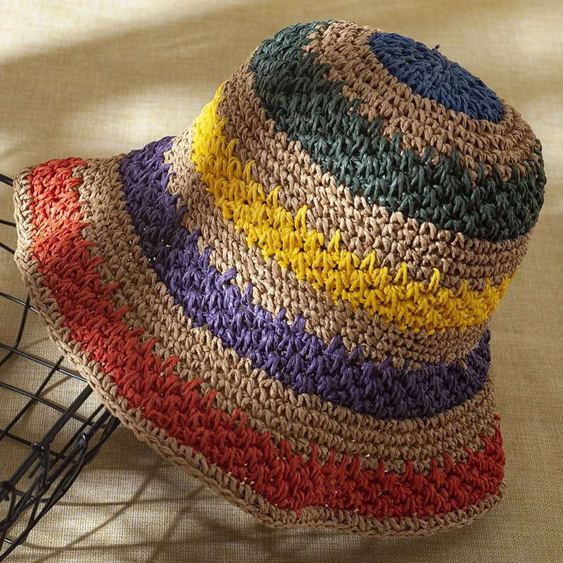 Elegant Style Colorful Striped Straw Hat Women's Summer File Mouth Hollow Foldable Fisherman's Hat Beach Holiday Sun Hat
Elegant Style Colorful Striped Straw Hat Women's Summer File Mouth Hollow Foldable Fisherman's Hat Beach Holiday Sun Hat