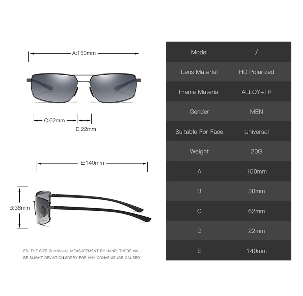 Square Polarized Sunglasses Women Men Rimless Double Bridge High Quality Alloy Frame Anti UV Fashion Sun Glasses
Square Polarized Sunglasses Women Men Rimless Double Bridge High Quality Alloy Frame Anti UV Fashion Sun Glasses