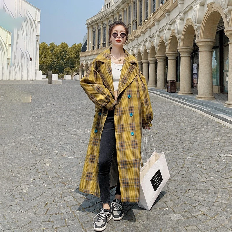 Women's Windbreaker Autumn Winter Lengthened Loose Jacket Double-breasted Plaid Waist Casual Ladies Cloak High-quality New Coat
Women's Windbreaker Autumn Winter Lengthened Loose Jacket Double-breasted Plaid Waist Casual Ladies Cloak High-quality New Coat