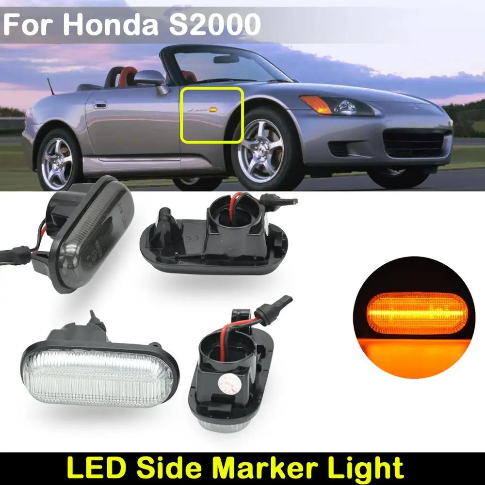 For Honda S2000 2000-2009 clear lens or smoked car front amber LED side marker lamp turn signal light
For Honda S2000 2000-2009 clear lens or smoked car front amber LED side marker lamp turn signal light