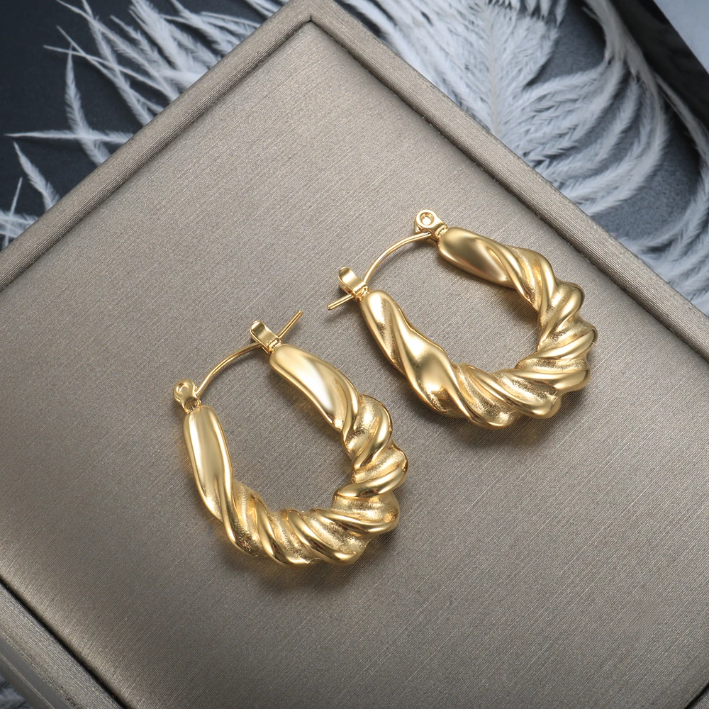 Twisted Wire Earrings for Women Stainless Steel Gold Plated Hip Hop Gothic Waterproof Trendy Vintage Wholesales Jewelry Gift
Twisted Wire Earrings for Women Stainless Steel Gold Plated Hip Hop Gothic Waterproof Trendy Vintage Wholesales Jewelry Gift