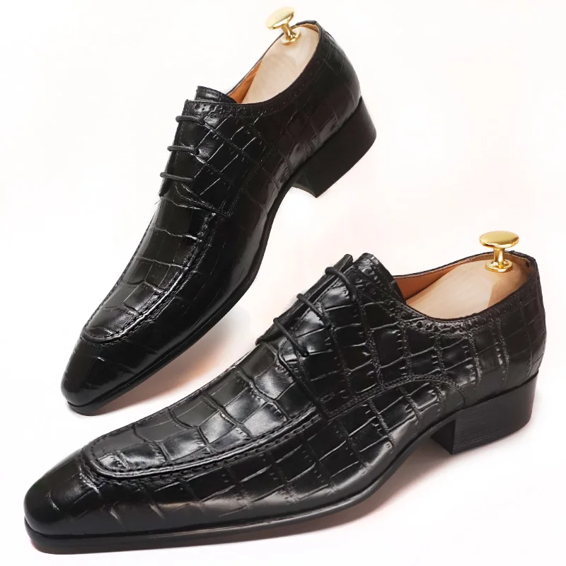 Elegant Genuine Leather Men Oxford Black Brown Formal Men Dress Shoes Wedding Office Luxury Brand High Quality Lace Up Chaussure 
Elegant Genuine Leather Men Oxford Black Brown Formal Men Dress Shoes Wedding Office Luxury Brand High Quality Lace Up Chaussure