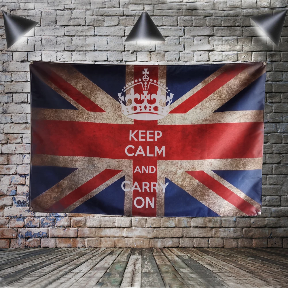 KEEP CALM AND CARRY ON Flag Banner Home Decoration Hanging flag 4 Gromments in Corners 3*5FT 144cm*96cm
KEEP CALM AND CARRY ON Flag Banner Home Decoration Hanging flag 4 Gromments in Corners 3*5FT 144cm*96cm