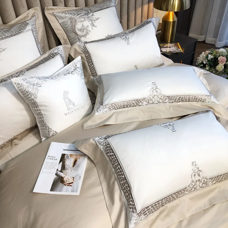 Luxury 1200TC Egyptian Cotton 4/7Pcs American Style Bedding Set Silvery Chic Embroidery Duvet Cover Bed Sheet/Linen Pillowcases
Luxury 1200TC Egyptian Cotton 4/7Pcs American Style Bedding Set Silvery Chic Embroidery Duvet Cover Bed Sheet/Linen Pillowcases