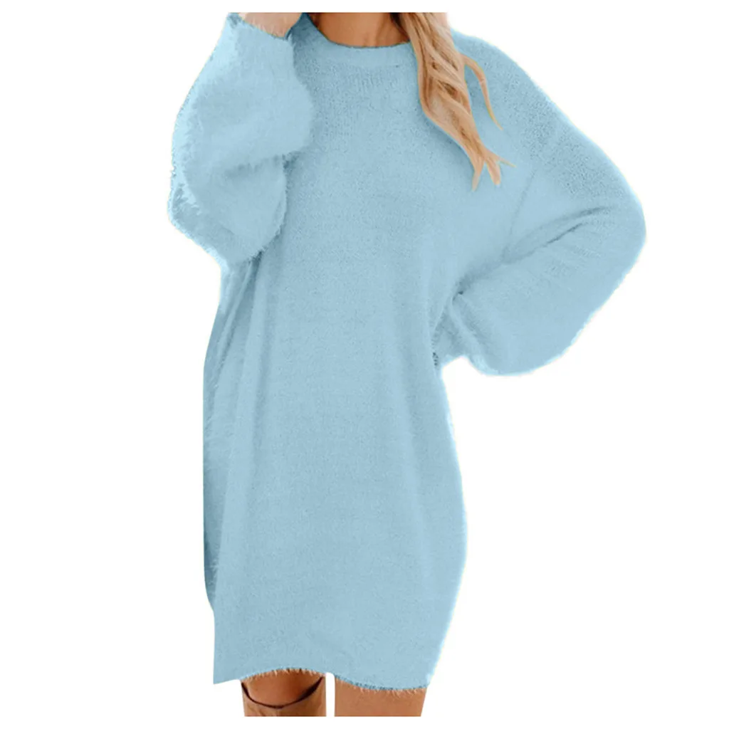 Women's Fall / Winter 2020 Mid-Long Long Sleeve Round Neck Loose Dress winter dress
Women's Fall / Winter 2020 Mid-Long Long Sleeve Round Neck Loose Dress winter dress