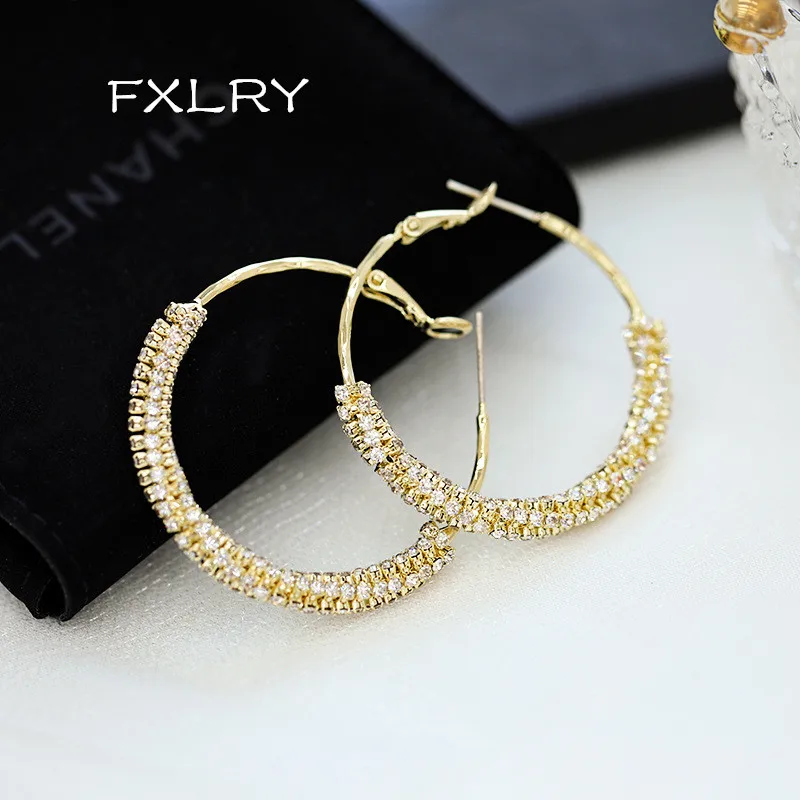 

FXLRY High Quality Fashion exaggerated metal woven Large Circle Earrings Simple ladies Earrings suitable for women Jewelry