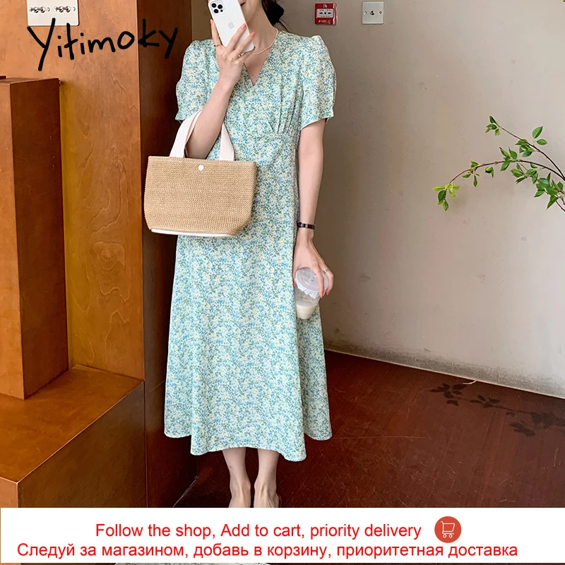 Yitimoky Vintage Women Dresses Deep V Neck Puff Sleeve 2021 Summer Fashion Korean New Floral Printing Bandge A-line Day-dress
Yitimoky Vintage Women Dresses Deep V Neck Puff Sleeve 2021 Summer Fashion Korean New Floral Printing Bandge A-line Day-dress