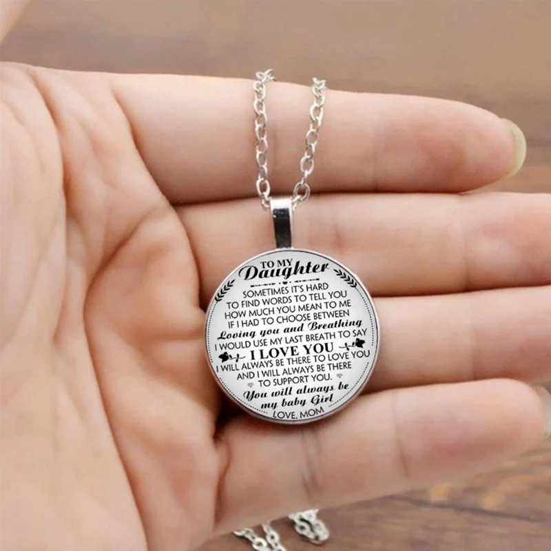 Women To My Daughter Time Gem Stone Letter Necklace Convex Glass Pendant Family Gift Jewelry
Women To My Daughter Time Gem Stone Letter Necklace Convex Glass Pendant Family Gift Jewelry
