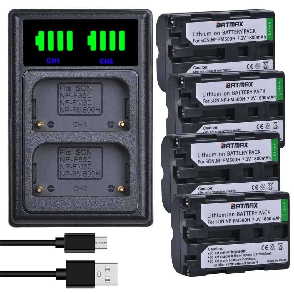 Batmax NP-FM500H FM500h Battery+LED USB Dual Charger with Type C Port for Sony Alpha A58 DSLR-A350A300/A350/A450/A500/A550
Batmax NP-FM500H FM500h Battery+LED USB Dual Charger with Type C Port for Sony Alpha A58 DSLR-A350A300/A350/A450/A500/A550