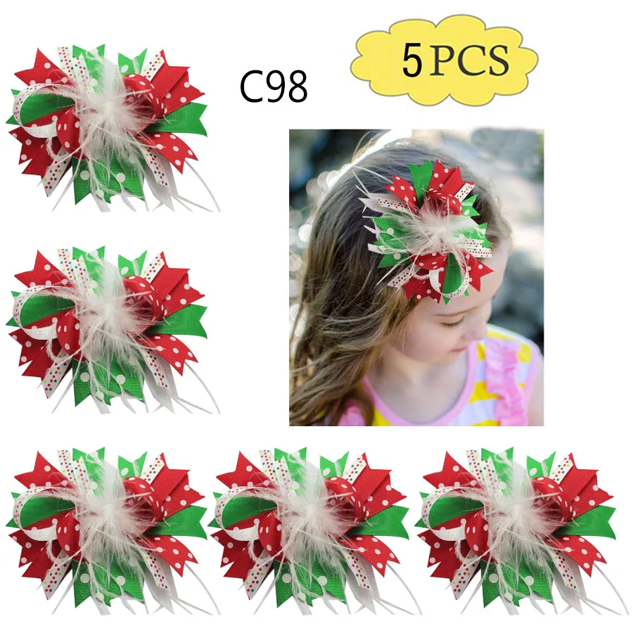 

freeshipping 5pcs -B christmas inspired hair bows Christmas hair clips santa clause big hair accessories snowman headbands