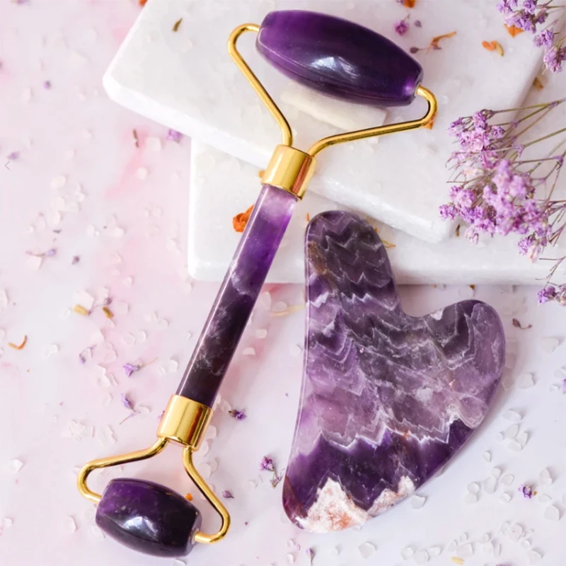 Face Care Massage Tool Amethyst Roller Gua Sha Stone Set Natural Crystal Quartz Jade Massager Body Neck Skin Beauty Products
Face Care Massage Tool Amethyst Roller Gua Sha Stone Set Natural Crystal Quartz Jade Massager Body Neck Skin Beauty Products