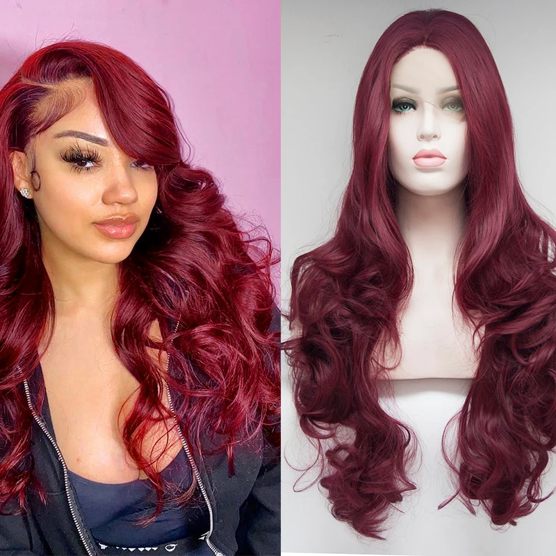 Wavy 99j 26Inch Long Body Wave Synthetic Front Lace Wig For Black Women wine Babyhair Preplucked Cosplay Daily
Wavy 99j 26Inch Long Body Wave Synthetic Front Lace Wig For Black Women wine Babyhair Preplucked Cosplay Daily